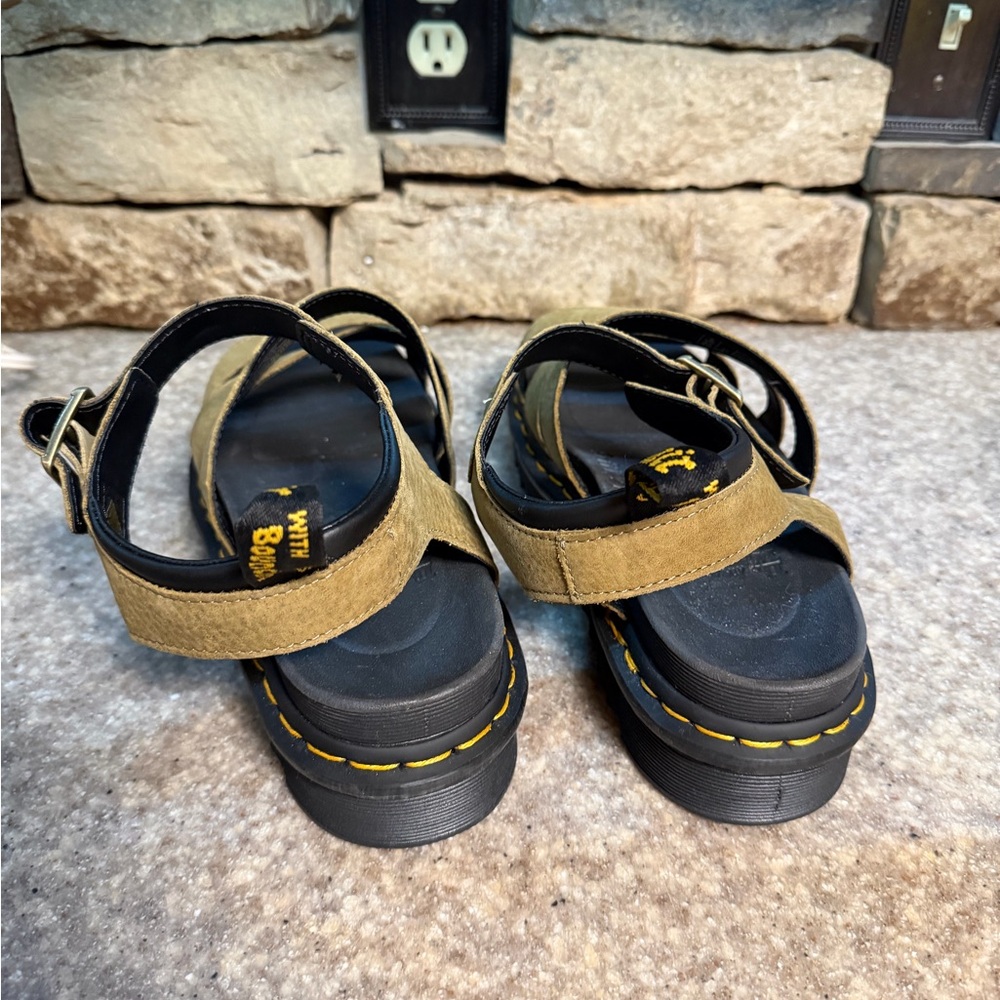 Dr. Martens Tan Leather Platform Strappy Sandals - Picture 5 of 7